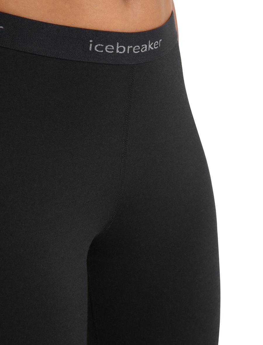 Black Women's Icebreaker Merino 200 Oasis 3/4 Thermal Leggings Base Layers | USA 1872VRWD